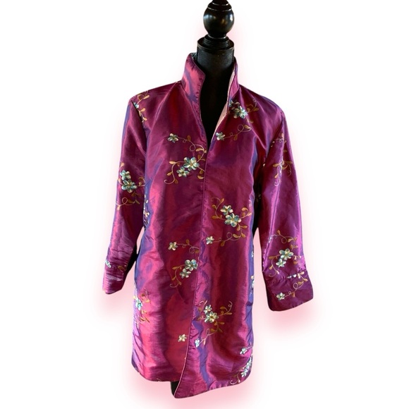 Reversible embroidered open front Chinoiserie coat/bed jacket - Picture 1 of 7